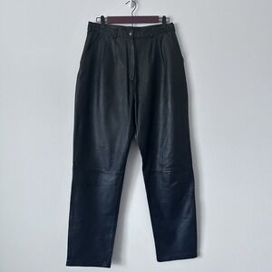 Vintage Silverleaf Genuine Leather‎ Biker Pant 80s High Waist Luxury Size Large